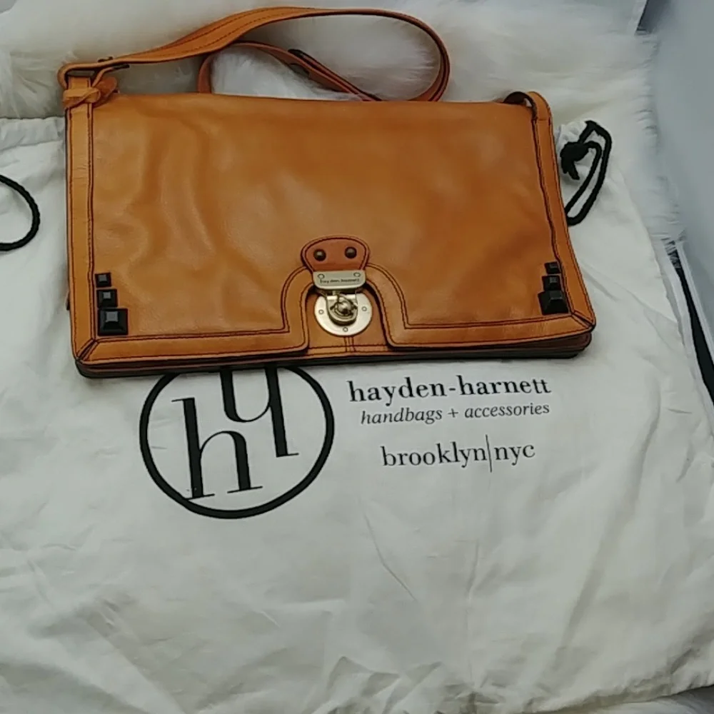 Hayden Cognac Leather Harnett Satchel Bag